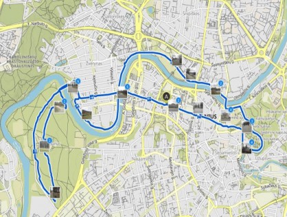 Vingio parkas – Žvėrynas – Senamiestis maršruto žemėlapis