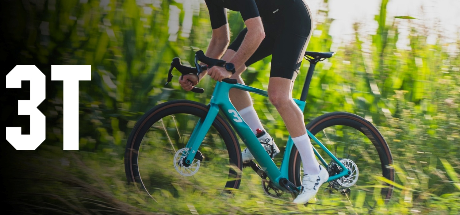 Man riding a gravel bike at high speed