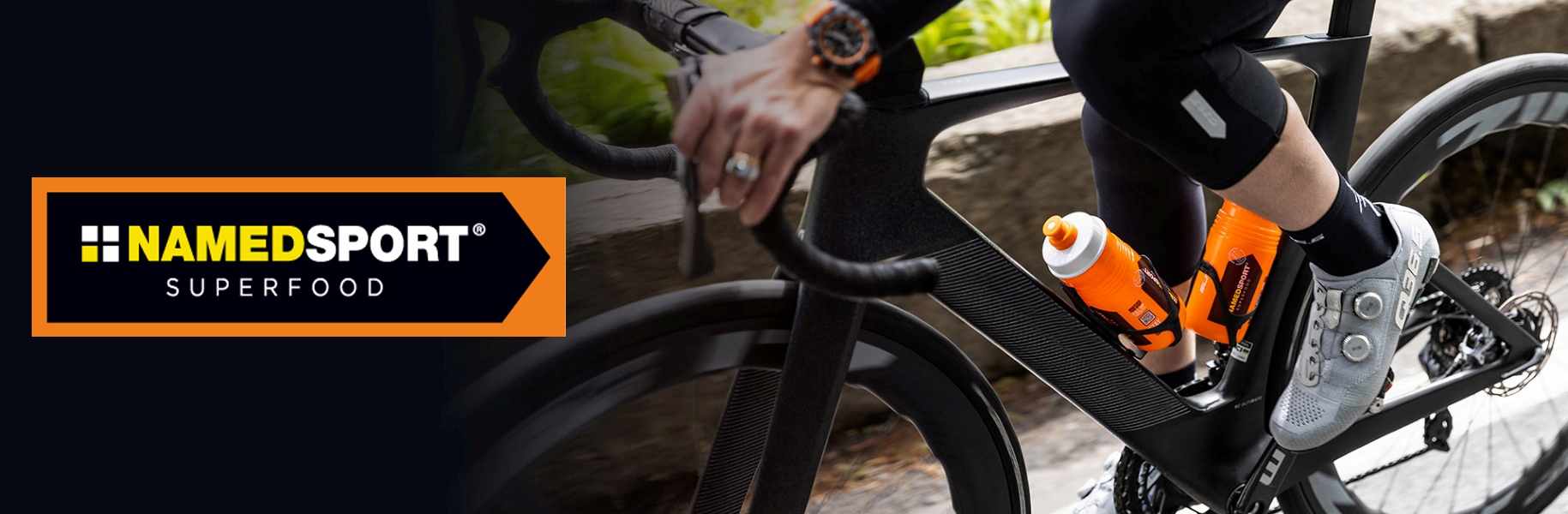 Close-up of a cyclist riding