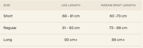 Therabody JetBoots size chart