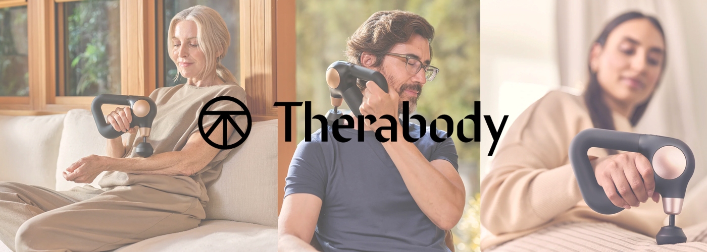 People using a percussive massage gun for body massage